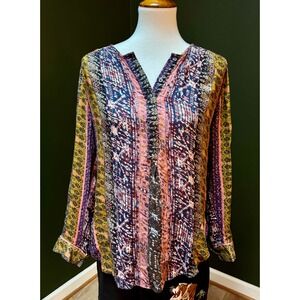 Nine West Jeans Multicolored Boho Blouse Women's Size M